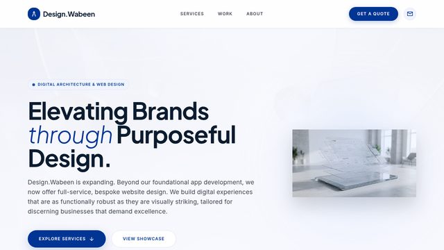 Design.Wabeen design showcase hub with SaaS, e-commerce, portfolio, landing page, and editorial blog demos